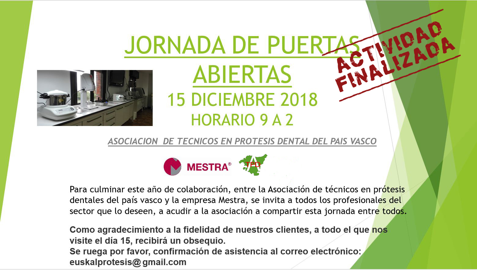 Jornada de Puertas Abiertas Mestra 15 de diciembre de 2018